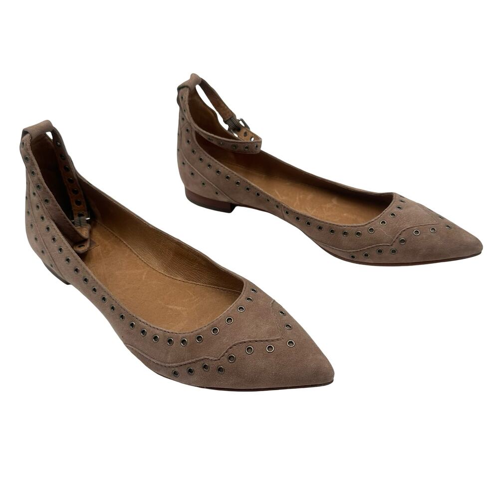 NEW - Frye Sienna Grommet Ankle ballet flat in ash suede - SIZE  9
